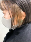 インナーカラー、フェイスフレーミング、前下がりボブ