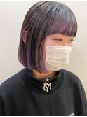 切りっぱなしボブ×インナーカラーパープル☆