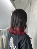 裾カラー10代20代レッドデザインカラーケアブリーチ