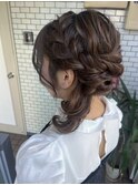 編み込み　サイドヘア　イベントヘア　ガーリー