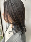 20代30代インナーカラーネイビーブルー透け感