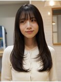 大人かわいい小顔顔まわりレイヤーロングレイヤー艶髪ベージュ