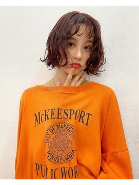 アクアオモテサンドウ(ACQUA omotesando) △癖毛風パーマボブパーマミディアムパーマオレンジブラウン