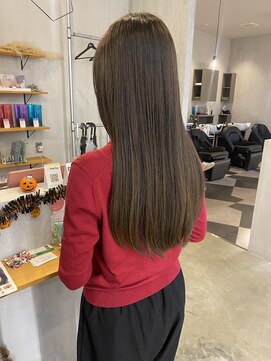 シェル 津山の手店(shel) 韓国風◎顔周りカット×オリーブグレージュレイヤーロング20代