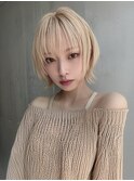 ボブ レイヤー 顔周りレイヤー 小顔カット ブリーチカラー