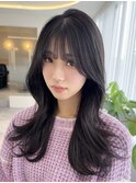 桑名ロングレイヤーカットハッシュカット透明感カラー重めロング