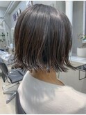 暗髪、グレー、就活ヘア、ボブ