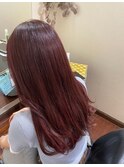 20代30代アッシュレッドカラーシースルーバングふわふわロング