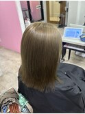 ミルクティーグレージュケアブリーチワイドバング美髪所沢韓国
