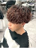 スペインカールスパイキーショートブルーブラックフェザーパーマ