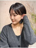 切りっぱなし黒髪ミニボブシースルーバング10代20代30代