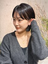 ディルト 代々木上原(DILT)&nbsp;切りっぱなし黒髪ミニボブシースルーバング10代20代30代