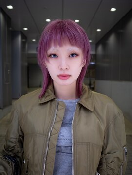 ギークス(GEEKS) 【GEEKS渋谷】冬カラー/ピンク/ミディアムレイヤー/オン眉ウルフ