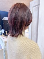キャアリー(Caary)&nbsp;福山市美容室Caary赤みたっぷりカラーレイヤーウルフスタイル