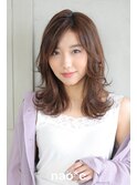 【奈良/富雄nao*c】ひし形シルエットユルフワ外ハネミディー