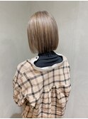 シンプルボブ×ニュアンスコントラスト3Dカラー