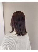 【 切りっぱなしボブ × ピンクベージュ 】