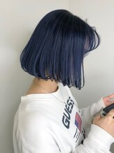 《*ヘアスタイルに抜け感をプラス*》透明感がしっかり出る、ネイビーブルーカラー[吉祥寺/ダブルカラー]