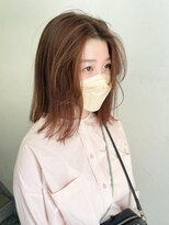 キャンバス バイ ネオリーブ 横浜西口(Canvas by neo.)&nbsp;顔周りレイヤーロブ　切りっぱなし　オレンジベージュ