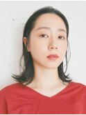 三軒茶屋_レディース_ミディアム_ブラック_黒髪_ストレート_小顔