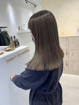 ビューバイネオリーブ 用賀店(Beau'r by neolive) グレージュカラーボブウルフ黒髪ココアベージュ