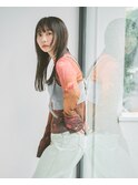 顔まわりレイヤー黒髪ナチュラルストレート