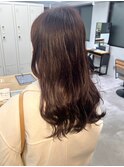 こっくりカラーレッドブラウン*ゆる巻きブリーチなし暖色カラー