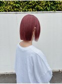 シアーピンク小顔前下がり切りっぱなしボブカット20代30代