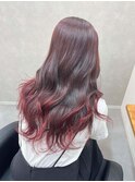 バレイヤージュ　レッド　ブリーチ