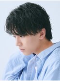 スパイラルパーマ/ツイストパーマ/メンズ/センターパート/波巻き