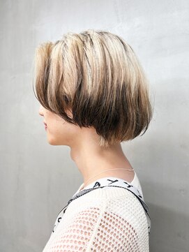 トオ(TOH) メンズマッシュボブデザインカラー裾カラールーツカラーブリーチ