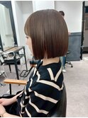 小顔タッセルボブ×暗めカラー[酸性ストレート/縮毛矯正/韓国]