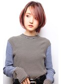 PEEK-A-BOOアッシュピンク前下がりショートボブハイライト
