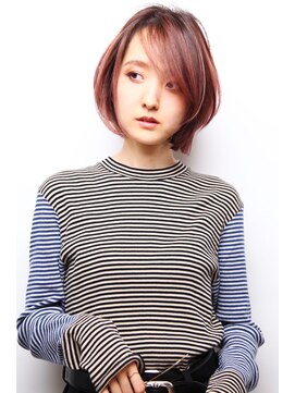 ピークアブー 原宿ハラカド(PEEK-A-BOO) PEEK-A-BOOアッシュピンク前下がりショートボブハイライト