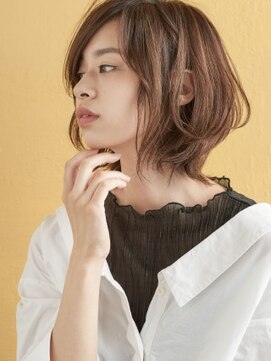 ミンクス 銀座店(MINX) 外ハネショート #モード#3Dカラー#ジグザグバング#ミニマムボブ