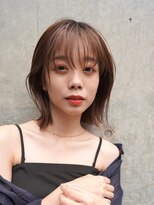 ミディアムレイヤーカットボブウルフ/10代20代/インナーカラー