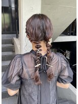 ツイン編みおろし/結婚式ヘアアレンジ/参列ヘア