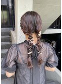 ツイン編みおろし/結婚式ヘアアレンジ/参列ヘア