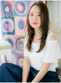 mod's姪浜かきあげ前髪前下がりレイヤーカットフェミニンロングi