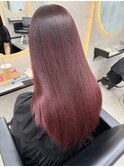ホワイトグレージュミニウルフチェリーブラウンデジタルパーマ