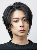 ナチュラルニュアンスパーマセンターパートウルフ