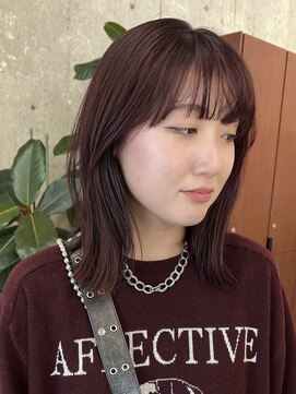 ノード(NODE) 栄外ハネナチュラル大人可愛い韓国ボブ バーガンディー