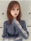 レイヤーカット×オレンジブラウン