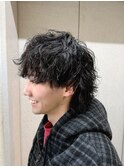 シャドウパーマ　メンズサロン　マッシュ　カット　韓国ヘア