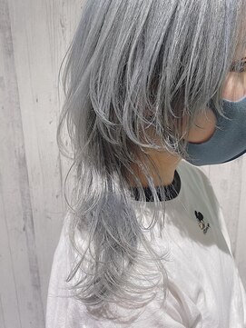 リアイス(Re:ICE) ミニウルフ/くすみブルー/流れるレイヤー/インナーハイライト