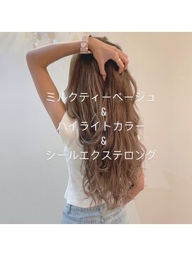 インプルーヴ アートスタイルヘアー(imProve Art style hair) ハイライトミルクティーカラー&シールエクステロングヘアー♪