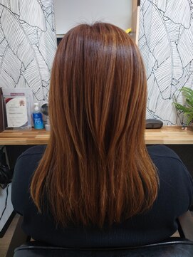 ヘアーカルチャー 小倉台店 HAIR CULTURE セミロングストレートオレンジブラウン艶髪