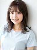 小顔外ハネミディアムアッシュ20代30代40代くびれミディ韓国ヘア