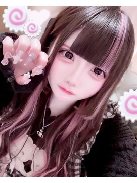 オズ 梅田店(OZ) エクステ60枚でピンクインナー×メッシュ＋長さ出し/地雷系/量産