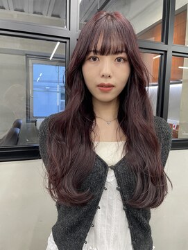 ニコ トウキョウ 渋谷(nico TOKYO) ダブルカラーチェリーレッドピンクブラウン韓国レイヤーロング